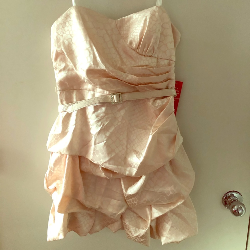 City Triangles Strapless Ruffled Dress